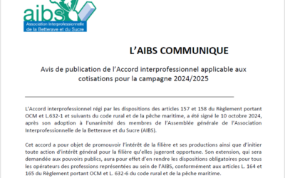 Avis de publication de l’Accord interprofessionnel applicable aux cotisations pour la campagne 2024/2025